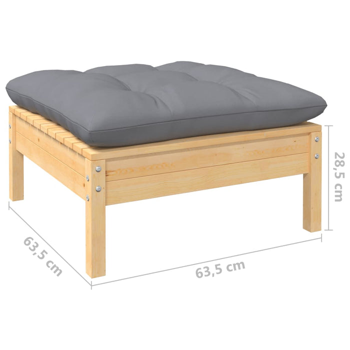 Set mobilier de grădină cu perne gri, 9 piese, lemn masiv pin - WALTI WALTI