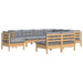 Set mobilier de grădină cu perne gri, 9 piese, lemn masiv pin - WALTI WALTI