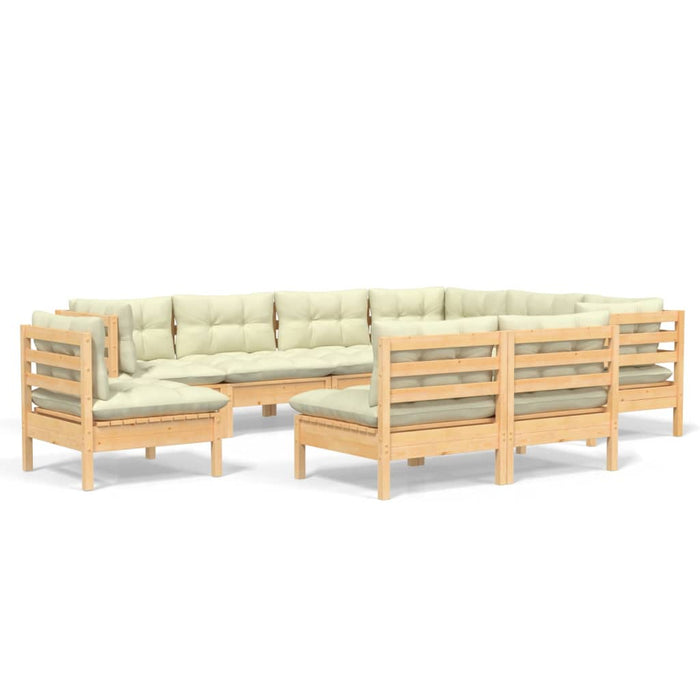 Set mobilier grădină cu perne crem, 9 piese, lemn masiv de pin - WALTI WALTI