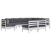 Set mobilier de grădină cu perne, 9 piese, alb, lemn masiv pin - WALTI WALTI