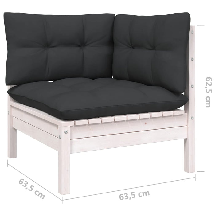Set mobilier de grădină cu perne, 9 piese, alb, lemn masiv pin - WALTI WALTI