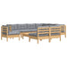 Set mobilier grădină cu perne, 10 piese, gri, lemn masiv pin - WALTI WALTI