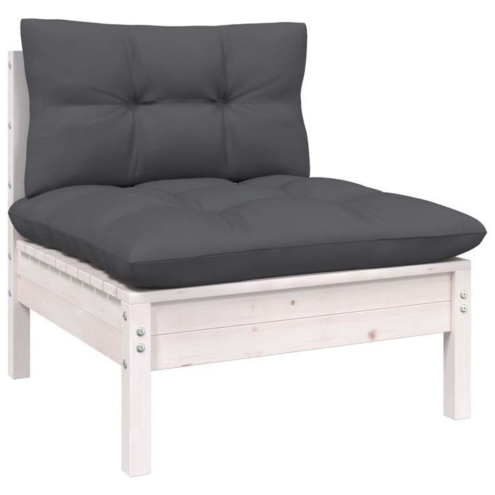 Set mobilier grădină cu perne, 10 piese, alb, lemn masiv pin - WALTI WALTI