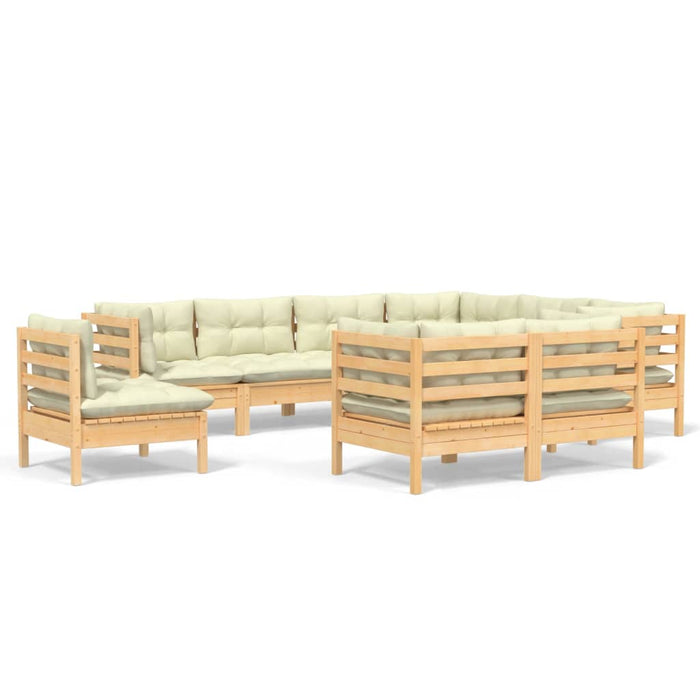 Set mobilier grădină cu perne crem, 9 piese, lemn masiv de pin - WALTI WALTI