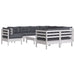 Set mobilier grădină cu perne, 10 piese, alb, lemn masiv pin - WALTI WALTI