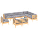 Set mobilier grădină cu perne, 10 piese, gri, lemn masiv pin - WALTI WALTI