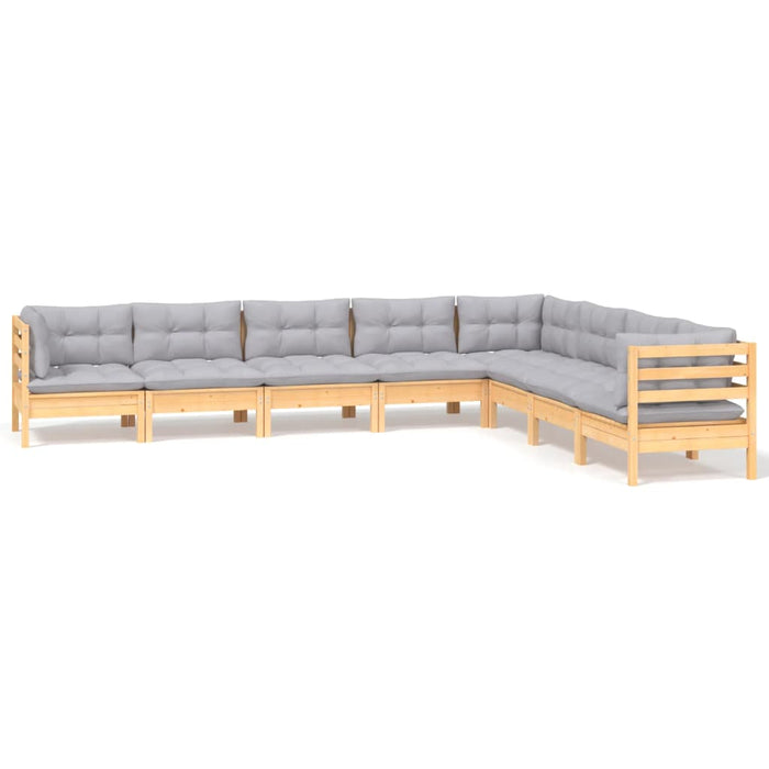 Set mobilier de grădină cu perne gri, 8 piese, lemn masiv pin - WALTI WALTI