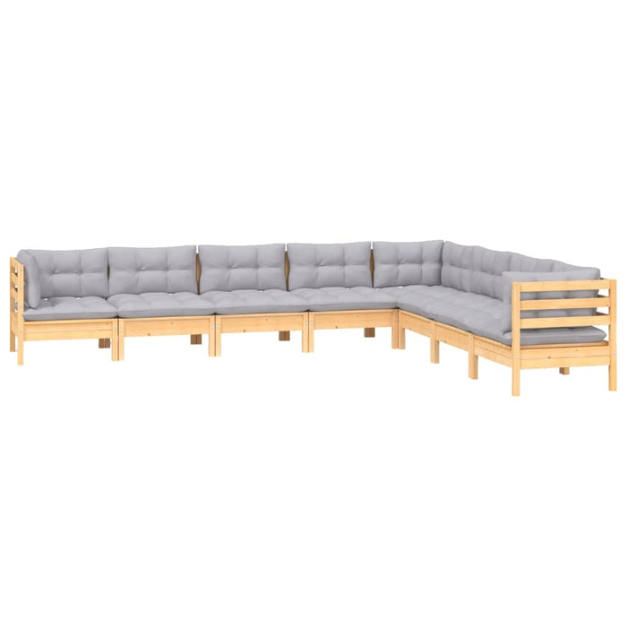 Set mobilier de grădină cu perne gri, 8 piese, lemn masiv pin - WALTI WALTI