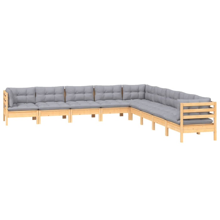 Set mobilier de grădină cu perne gri, 9 piese, lemn masiv pin - WALTI WALTI