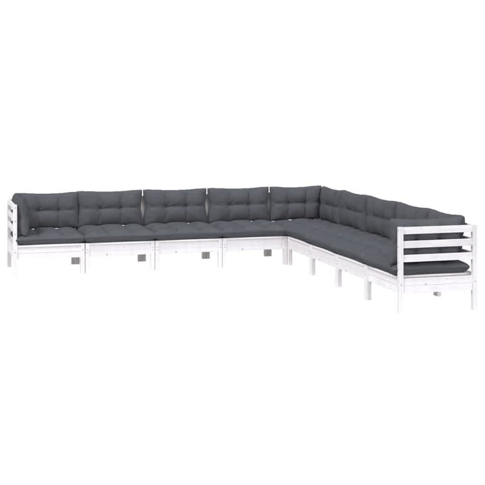 Set mobilier de grădină cu perne, 9 piese, alb, lemn masiv pin - WALTI WALTI