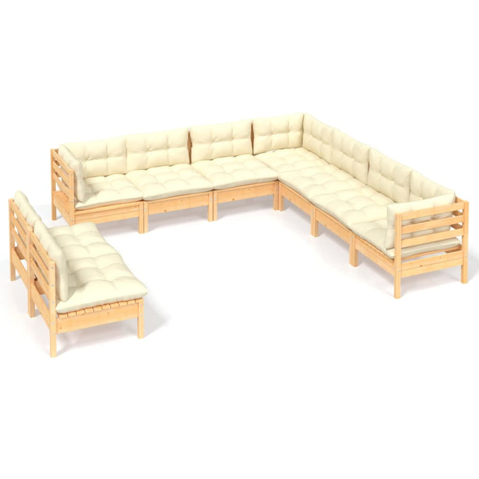 Set mobilier grădină cu perne crem, 9 piese, lemn masiv de pin - WALTI WALTI