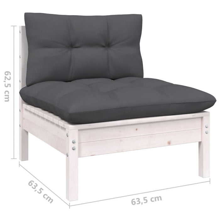 Set mobilier de grădină cu perne, 13 piese, alb, lemn masiv pin - WALTI WALTI