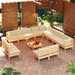 Set de mobilier de grădină & perne 14 piese crem lemn masiv pin - WALTI WALTI