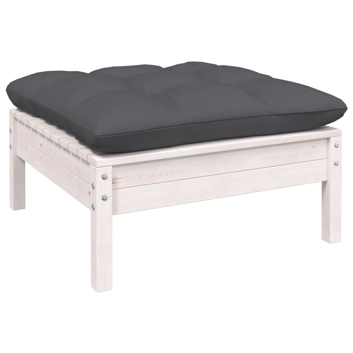 Set mobilier grădină cu perne, 10 piese, alb, lemn masiv pin - WALTI WALTI
