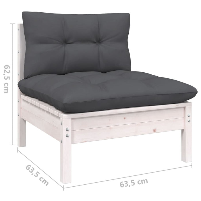 Set mobilier grădină cu perne, 10 piese, alb, lemn masiv pin - WALTI WALTI