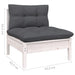 Set mobilier grădină cu perne, 10 piese, alb, lemn masiv pin - WALTI WALTI