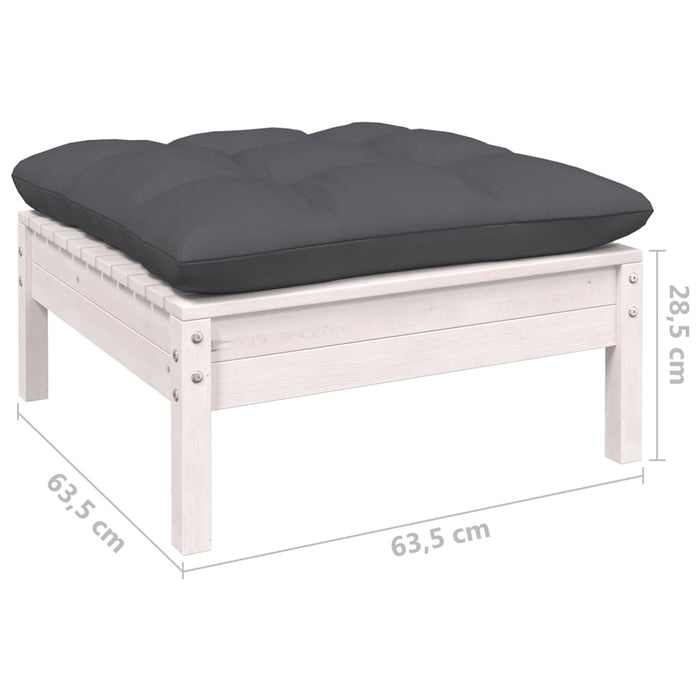 Set mobilier grădină cu perne, 10 piese, alb, lemn masiv pin - WALTI WALTI