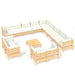 Set de mobilier de grădină & perne 14 piese crem lemn masiv pin - WALTI WALTI