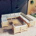 Set de mobilier de grădină & perne 14 piese crem lemn masiv pin - WALTI WALTI