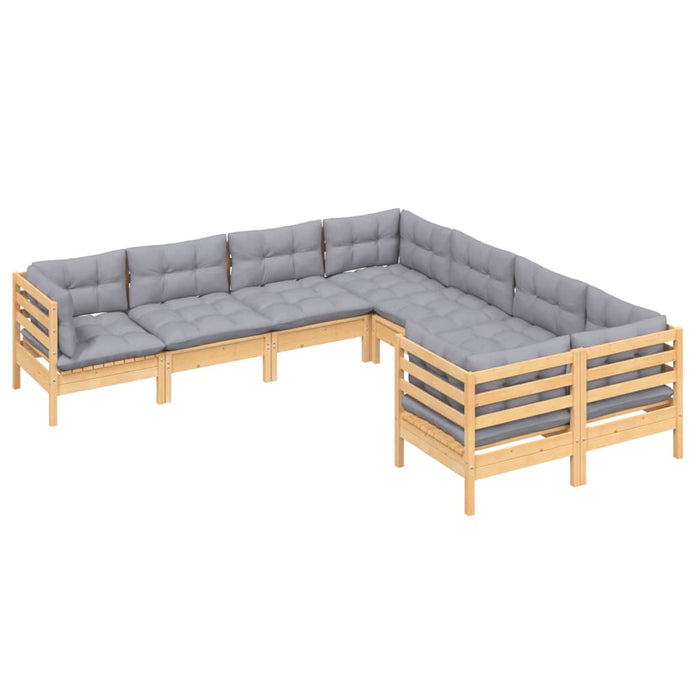 Set mobilier de grădină cu perne gri, 8 piese, lemn masiv pin - WALTI WALTI