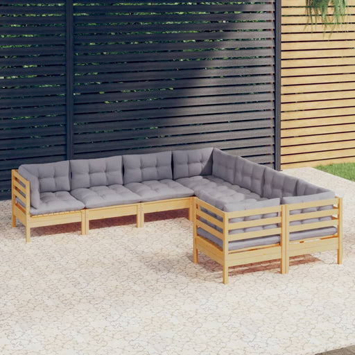 Set mobilier de grădină cu perne gri, 8 piese, lemn masiv pin - WALTI WALTI