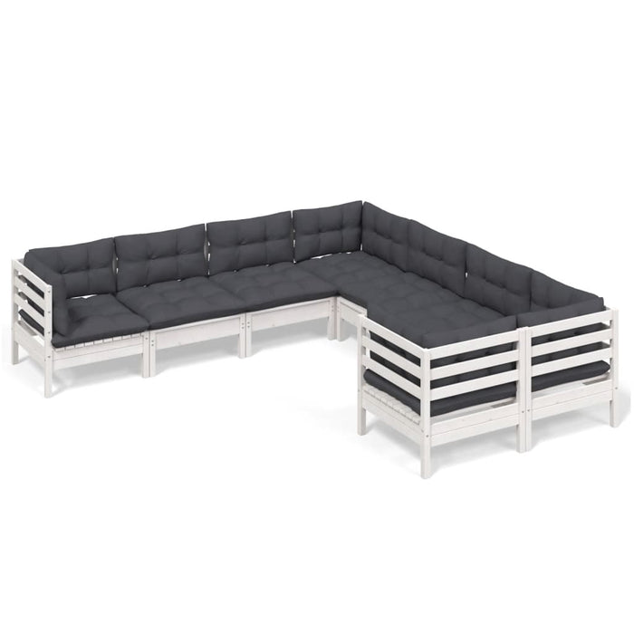 Set mobilier de grădină cu perne, 8 piese, alb, lemn masiv pin - WALTI WALTI