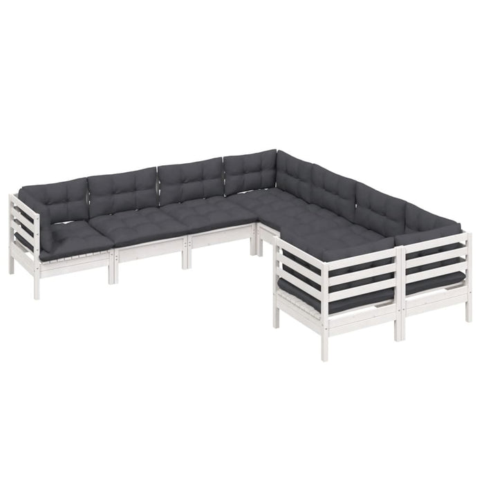 Set mobilier de grădină cu perne, 8 piese, alb, lemn masiv pin - WALTI WALTI