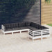 Set mobilier de grădină cu perne, 8 piese, alb, lemn masiv pin - WALTI WALTI