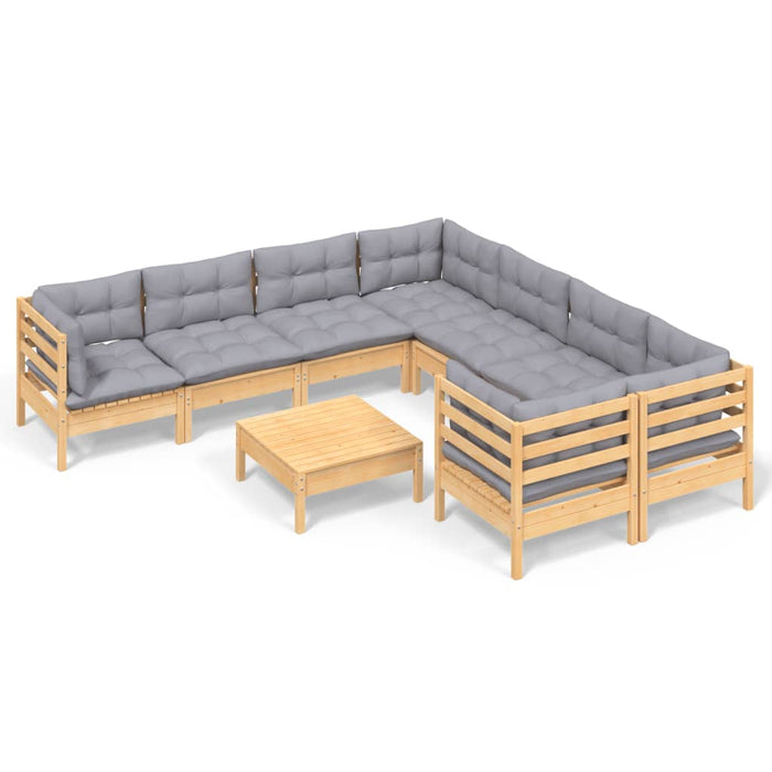 Set mobilier de grădină cu perne, 5 piese, gri, lemn de pin WALTI
