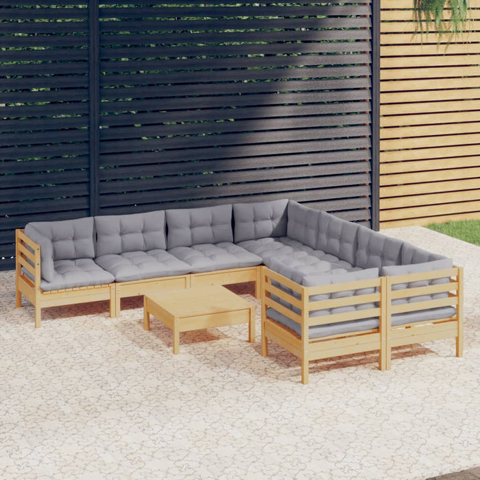 Set mobilier de grădină cu perne, 5 piese, gri, lemn de pin WALTI