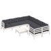 Set mobilier de grădină cu perne, 9 piese, alb, lemn de pin - WALTI WALTI
