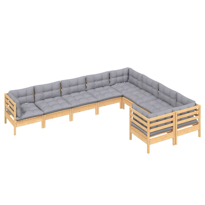 Set mobilier de grădină cu perne, 5 piese, gri, lemn de pin - WALTI WALTI
