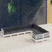 Set mobilier de grădină cu perne, 9 piese, alb, lemn de pin - WALTI WALTI