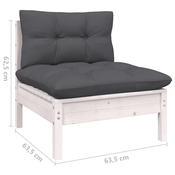 Set mobilier grădină cu perne, 10 piese, alb, lemn de pin - WALTI WALTI