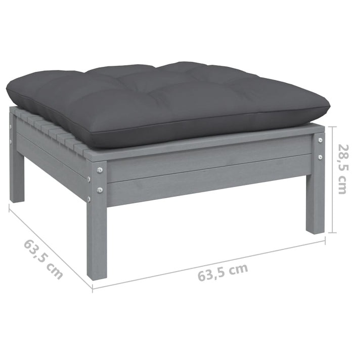 Set mobilier grădină cu perne, 11 piese, gri, lemn de pin WALTI