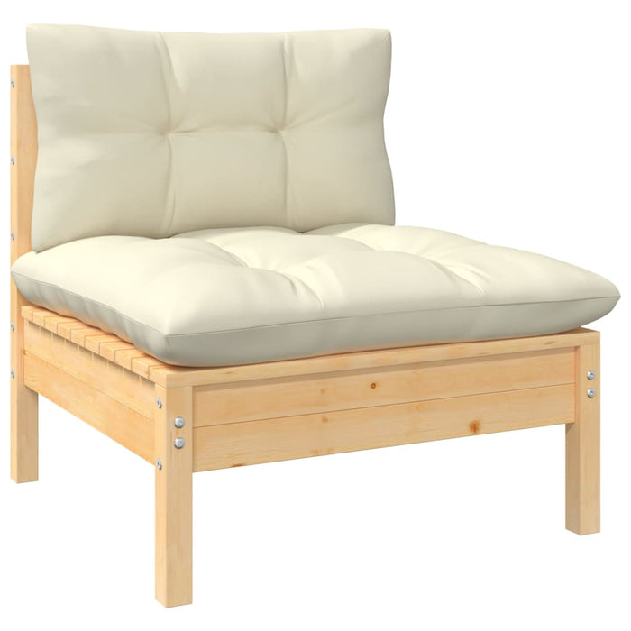 Set mobilier grădină cu perne crem, 11 piese, lemn de pin - WALTI WALTI