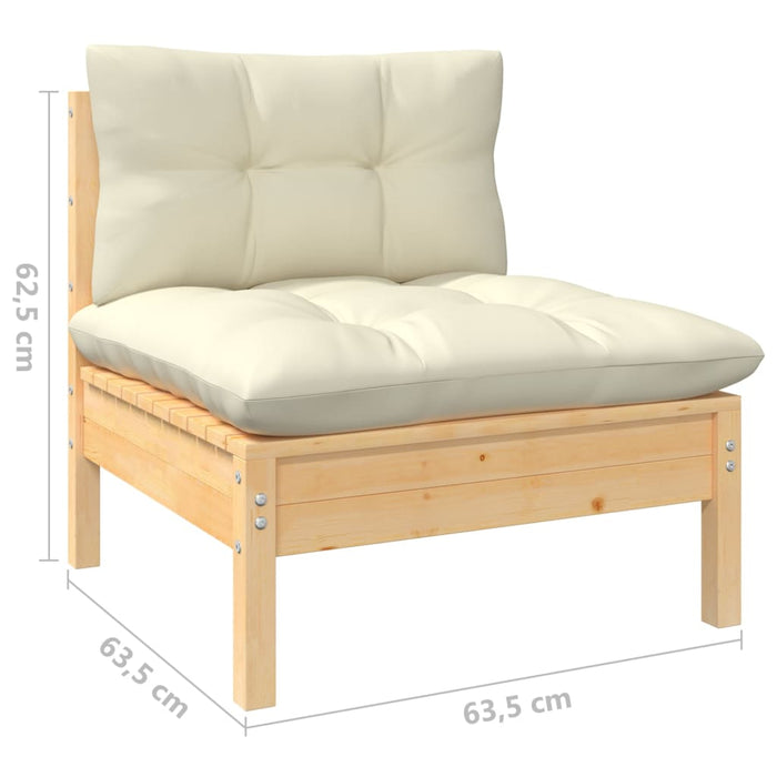Set mobilier grădină cu perne crem, 11 piese, lemn de pin - WALTI WALTI