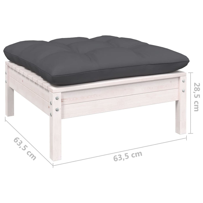 Set mobilier grădină cu perne, 10 piese, alb, lemn de pin WALTI