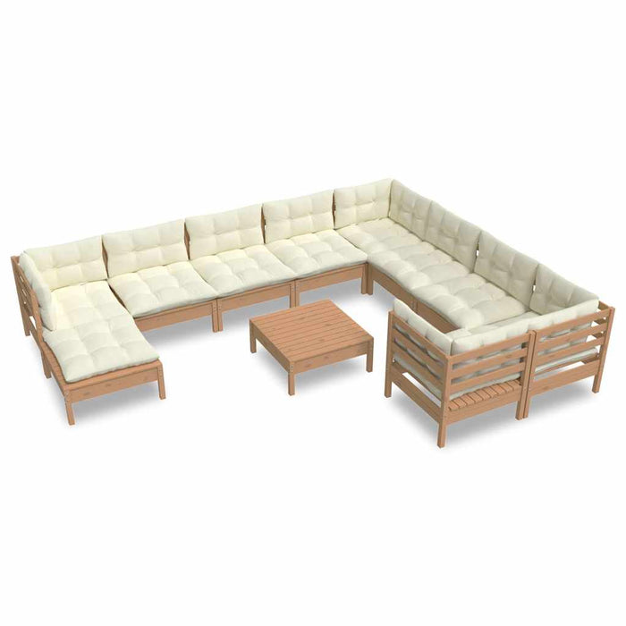 Set mobilier relaxare grădină perne 11piese lemn pin maro miere WALTI