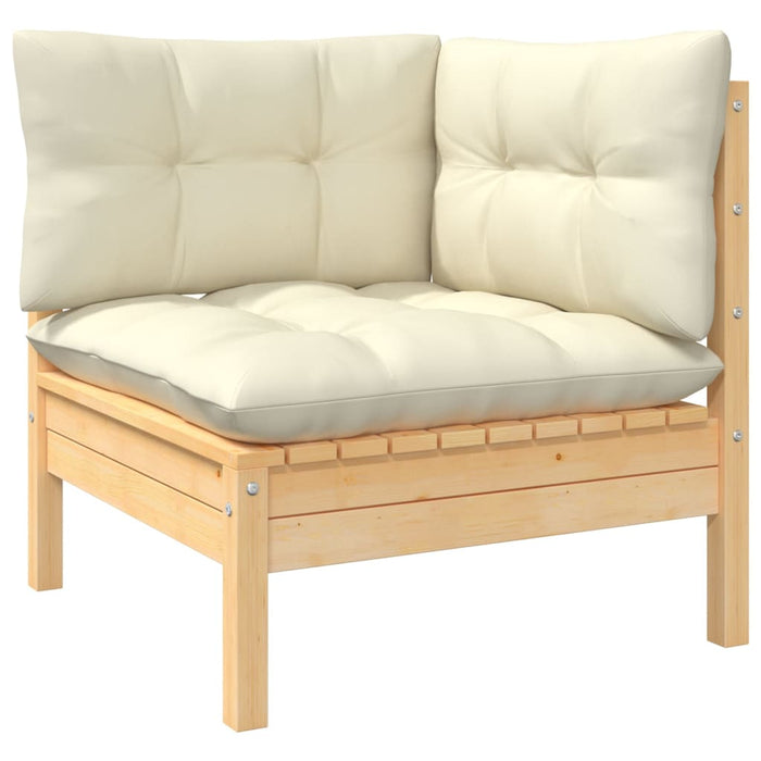 Set mobilier grădină cu perne crem, 11 piese, lemn de pin - WALTI WALTI