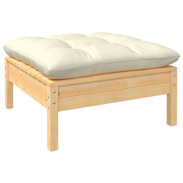 Set mobilier grădină cu perne crem, 11 piese, lemn de pin - WALTI WALTI