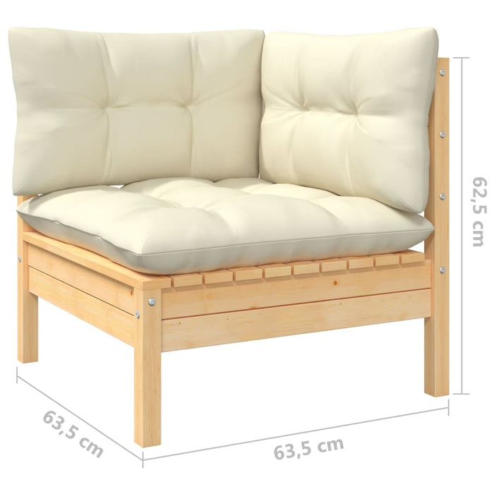 Set mobilier grădină cu perne crem, 11 piese, lemn de pin - WALTI WALTI