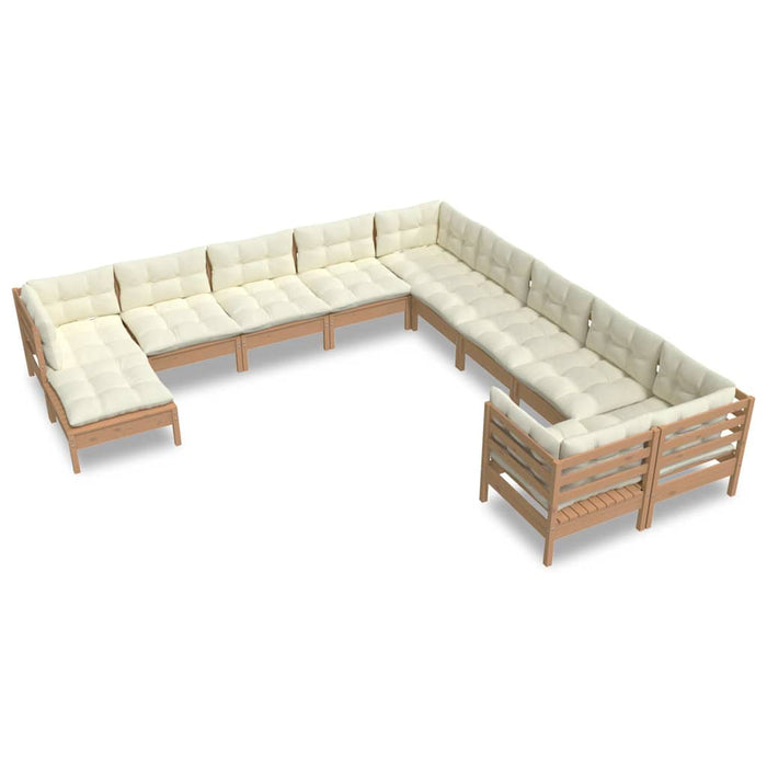 Set mobilier relaxare grădină perne 11piese lemn pin maro miere WALTI