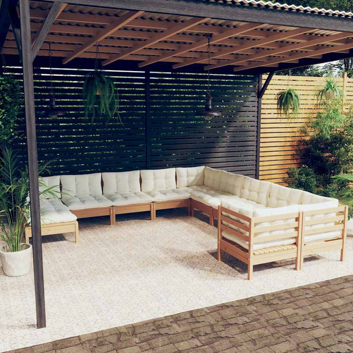 Set mobilier relaxare grădină perne 11piese lemn pin maro miere WALTI
