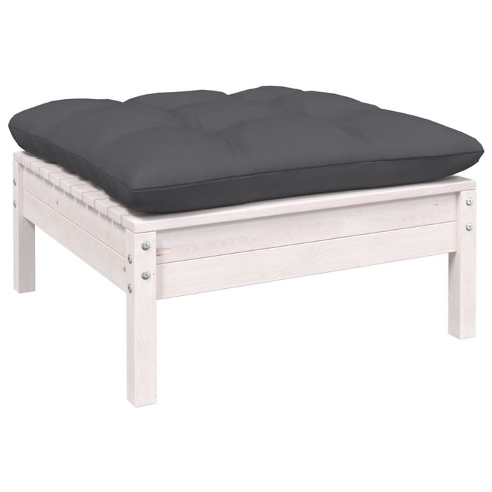 Set mobilier de grădină cu perne, 12 piese, alb, lemn de pin - WALTI WALTI
