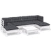Set mobilier de grădină cu perne, 7 piese, alb, lemn de pin - WALTI WALTI