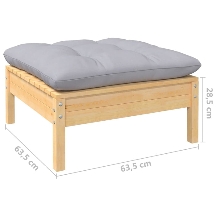 Set mobilier de grădină cu perne, 8 piese, gri, lemn de pin WALTI