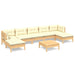 Set mobilier de grădină cu perne, 8 piese, crem, lemn de pin - WALTI WALTI