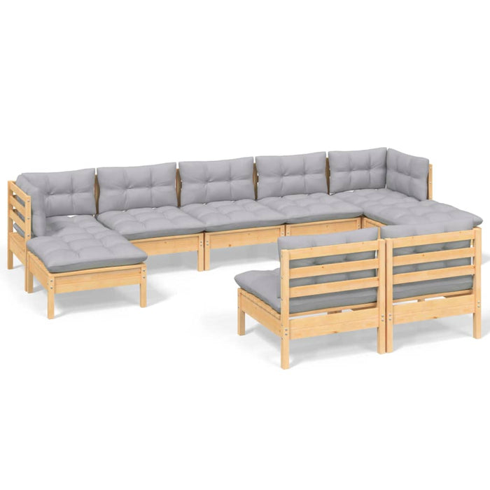 Set mobilier de grădină cu perne, 5 piese, gri, lemn de pin - WALTI WALTI