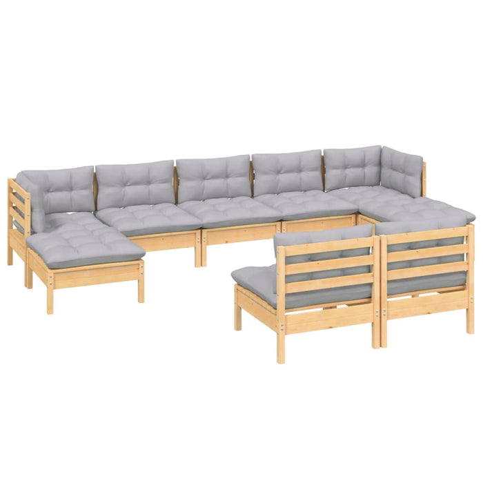 Set mobilier de grădină cu perne, 5 piese, gri, lemn de pin - WALTI WALTI